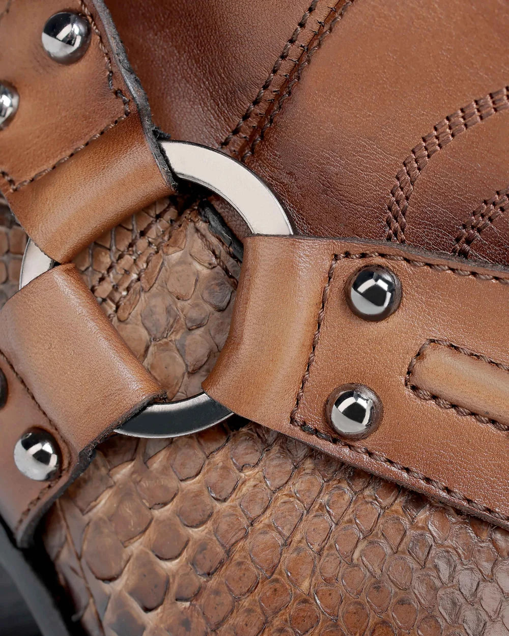 5D05PM - Cuadra Honey Western Cowgirl Python Leather Harness Boots for Women