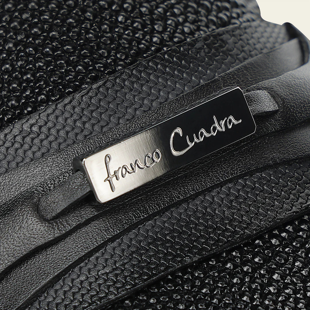 61VMTBA - Cuadra black casual fashion stingray leather bit driving moccasins for men