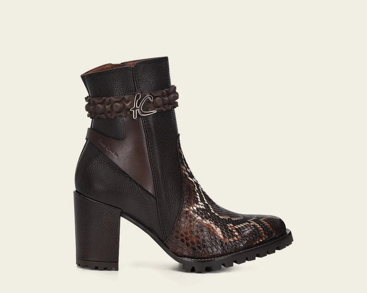 6G0PBRS- Cuadra brown python skin ankle boots for women