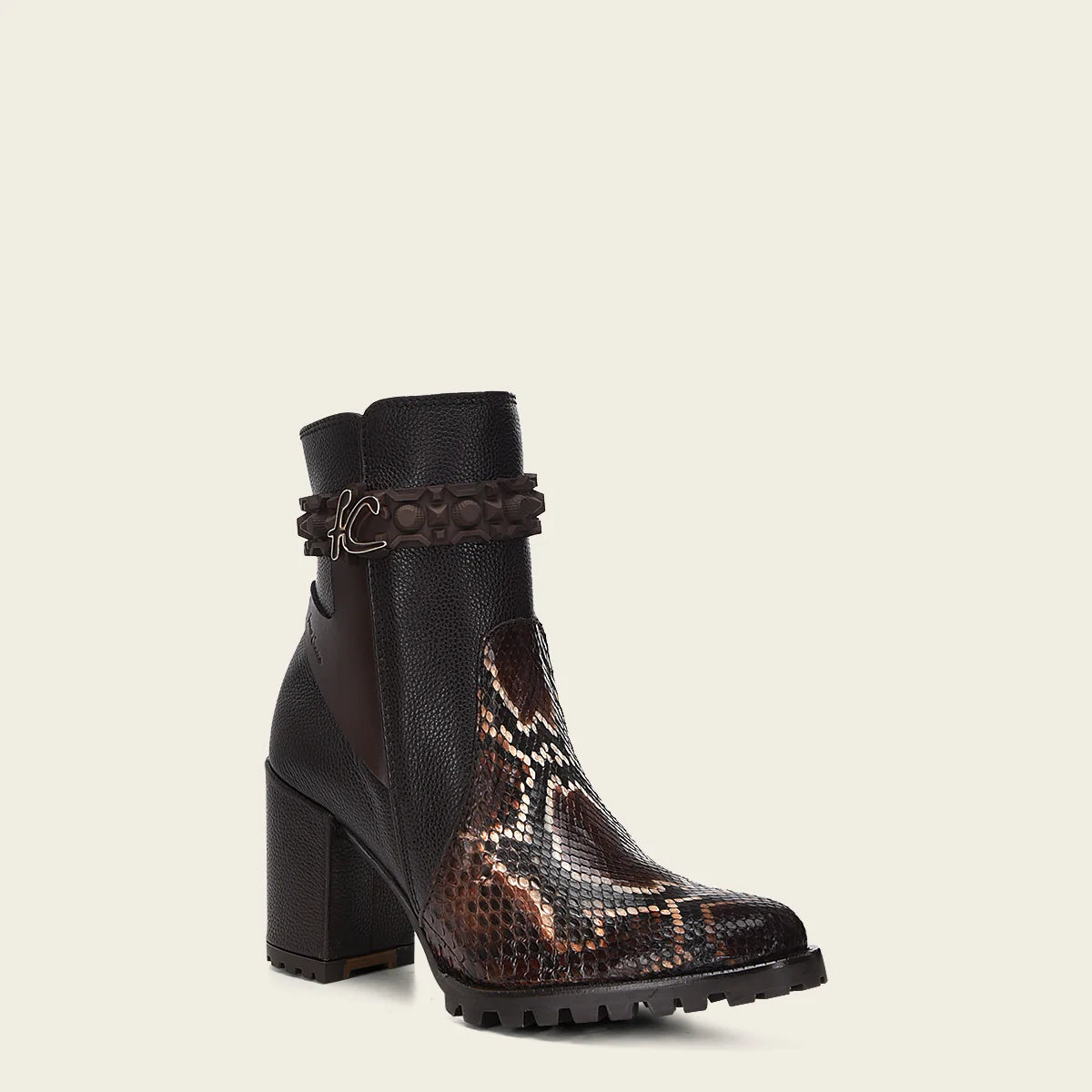 6G0PBRS- Cuadra brown python skin ankle boots for women