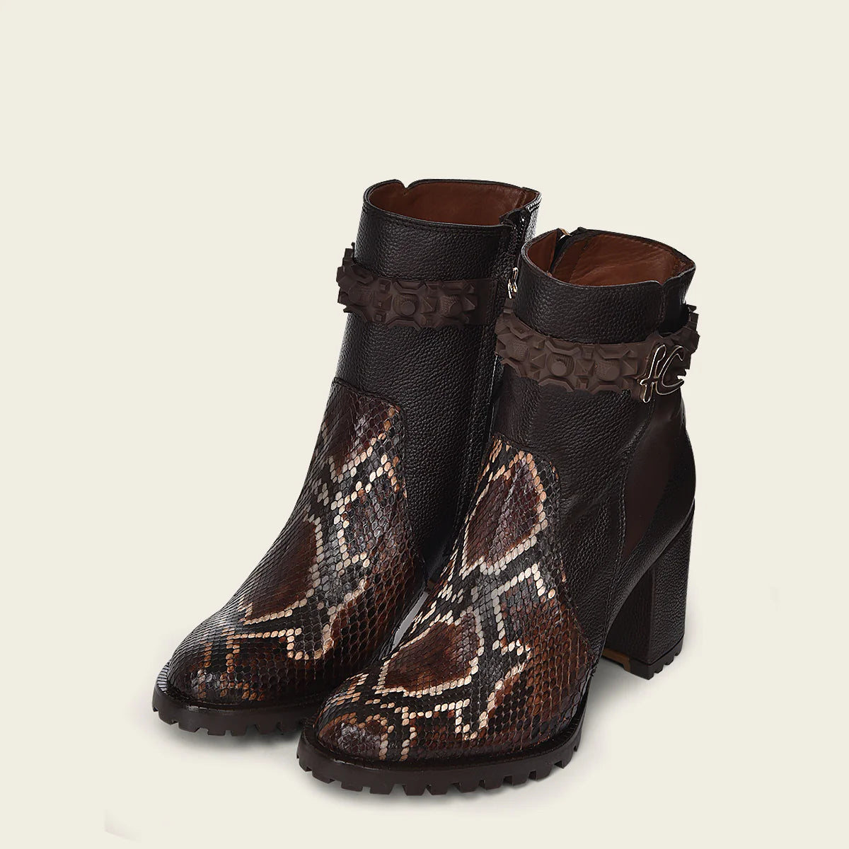 6G0PBRS- Cuadra brown python skin ankle boots for women