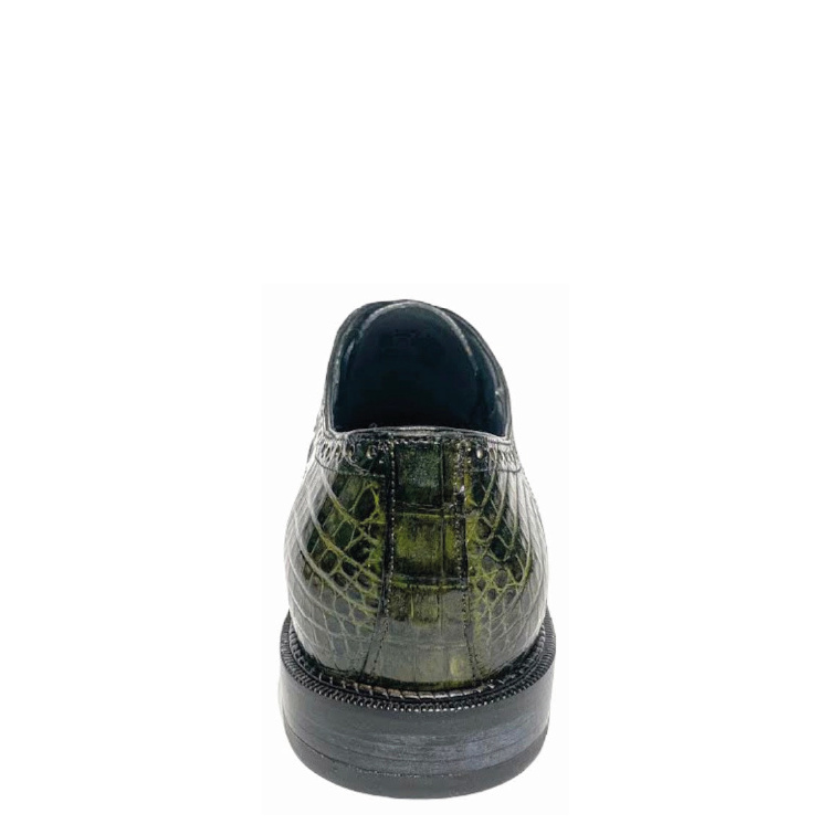 6B1FWBV - Cuadra green dress caiman leather wingtip derby shoes for men-Kuet.us