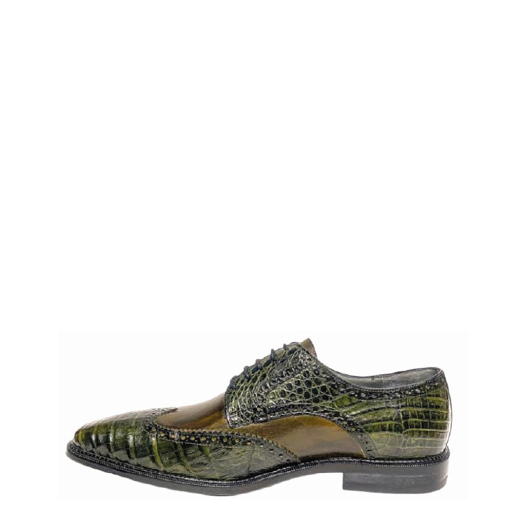 6B1FWBV - Cuadra green dress caiman leather wingtip derby shoes for men-Kuet.us