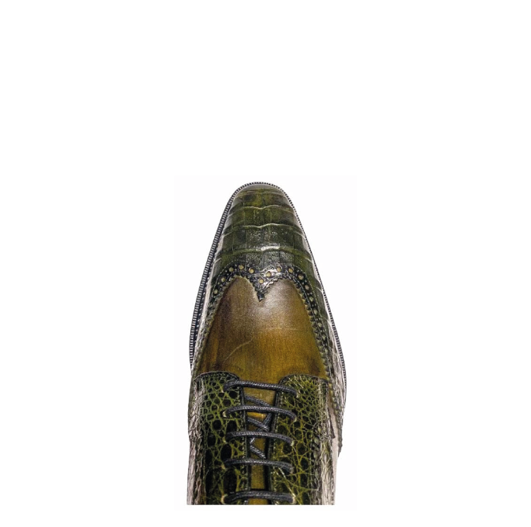 6B1FWBV - Cuadra green dress caiman leather wingtip derby shoes for men-FRANCO CUADRA-Kuet-Cuadra-Boots