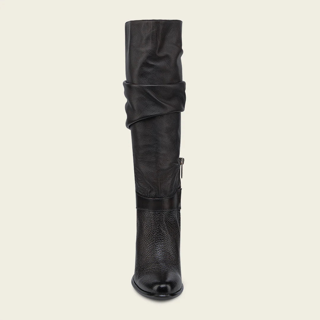 7G6VNTS - Cuadra chocolate western cowgirl wrinkled cowhide leather knee high boots for women