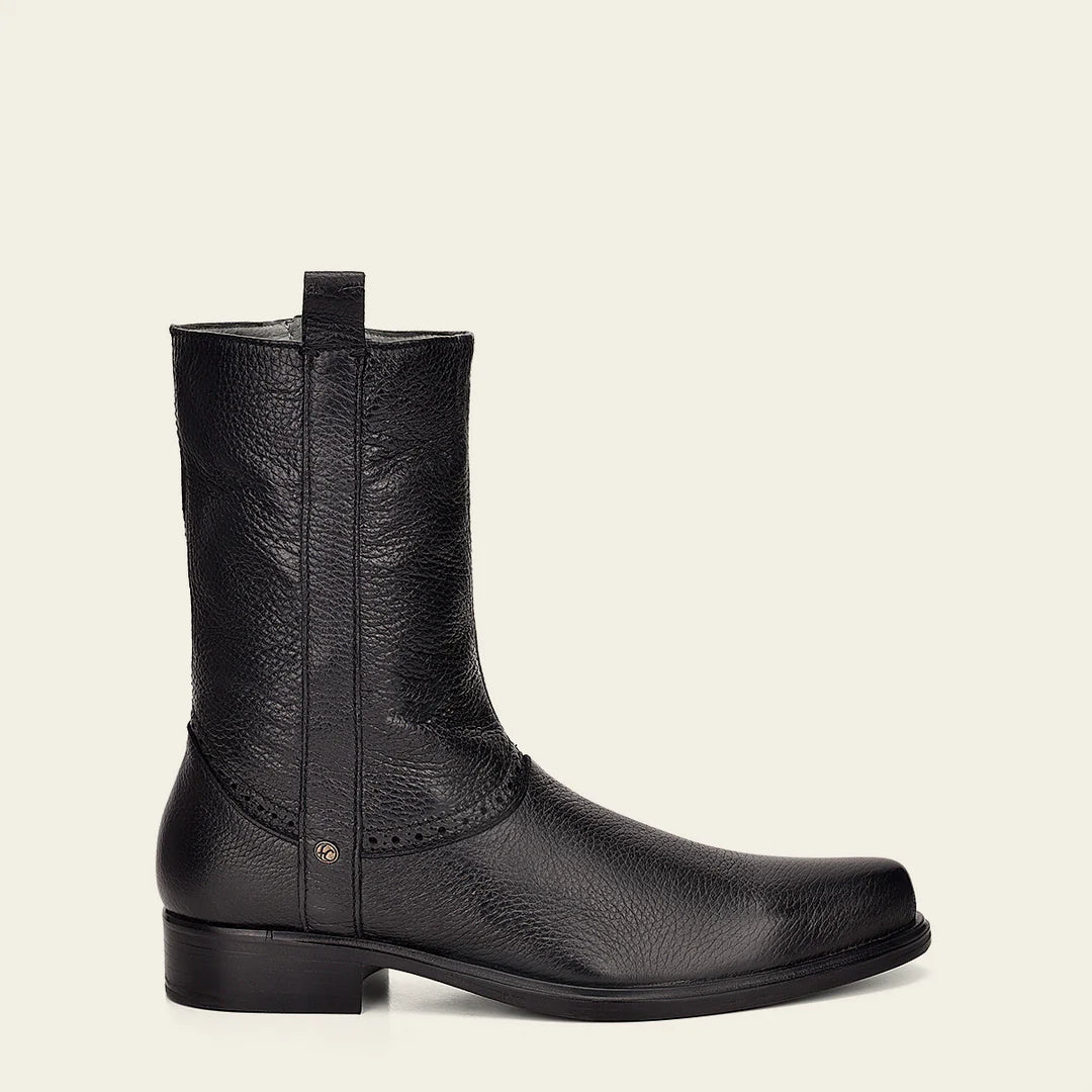 Franco Cuadra black dress casual leather zip ankle boots for men