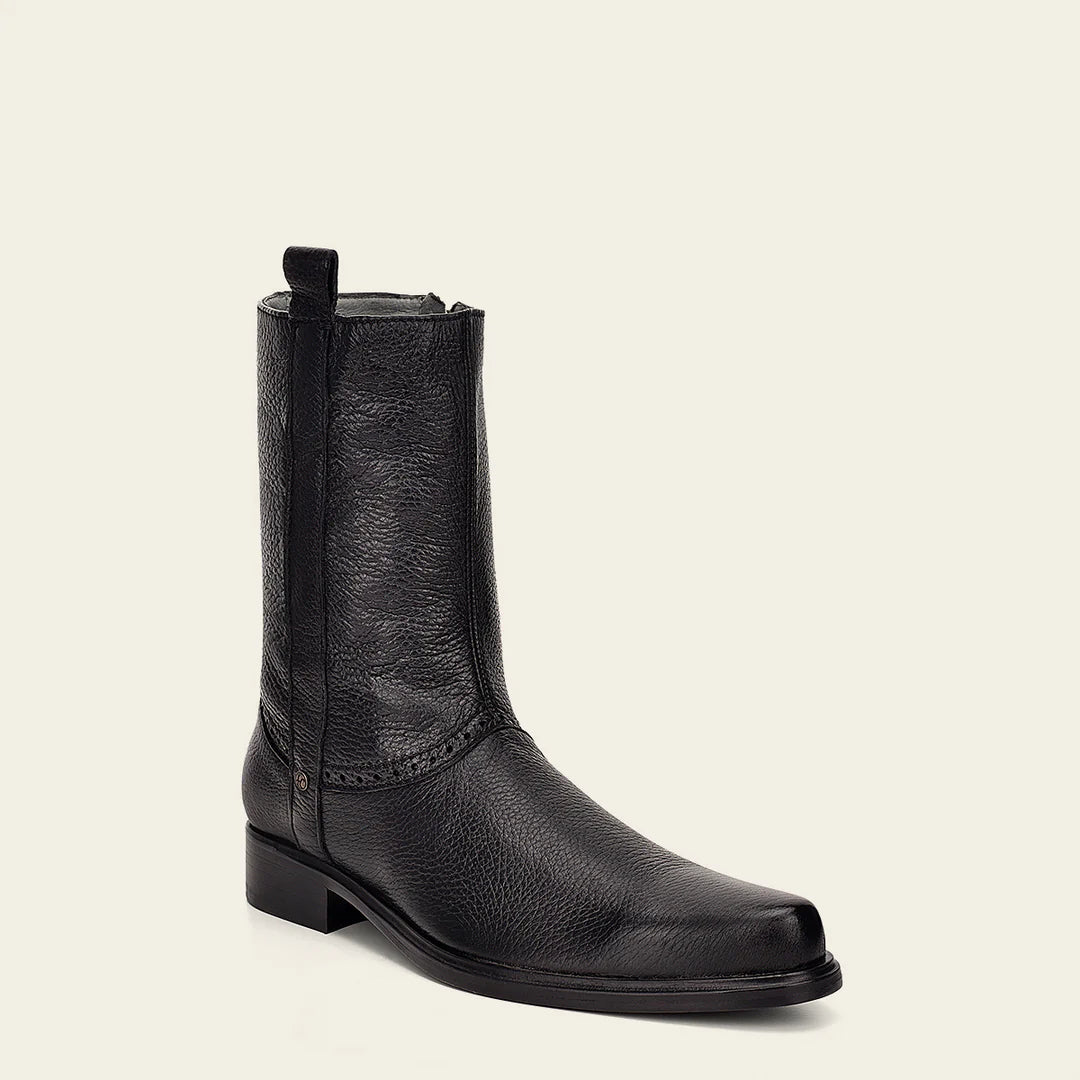 Franco Cuadra black dress casual leather zip ankle boots for men