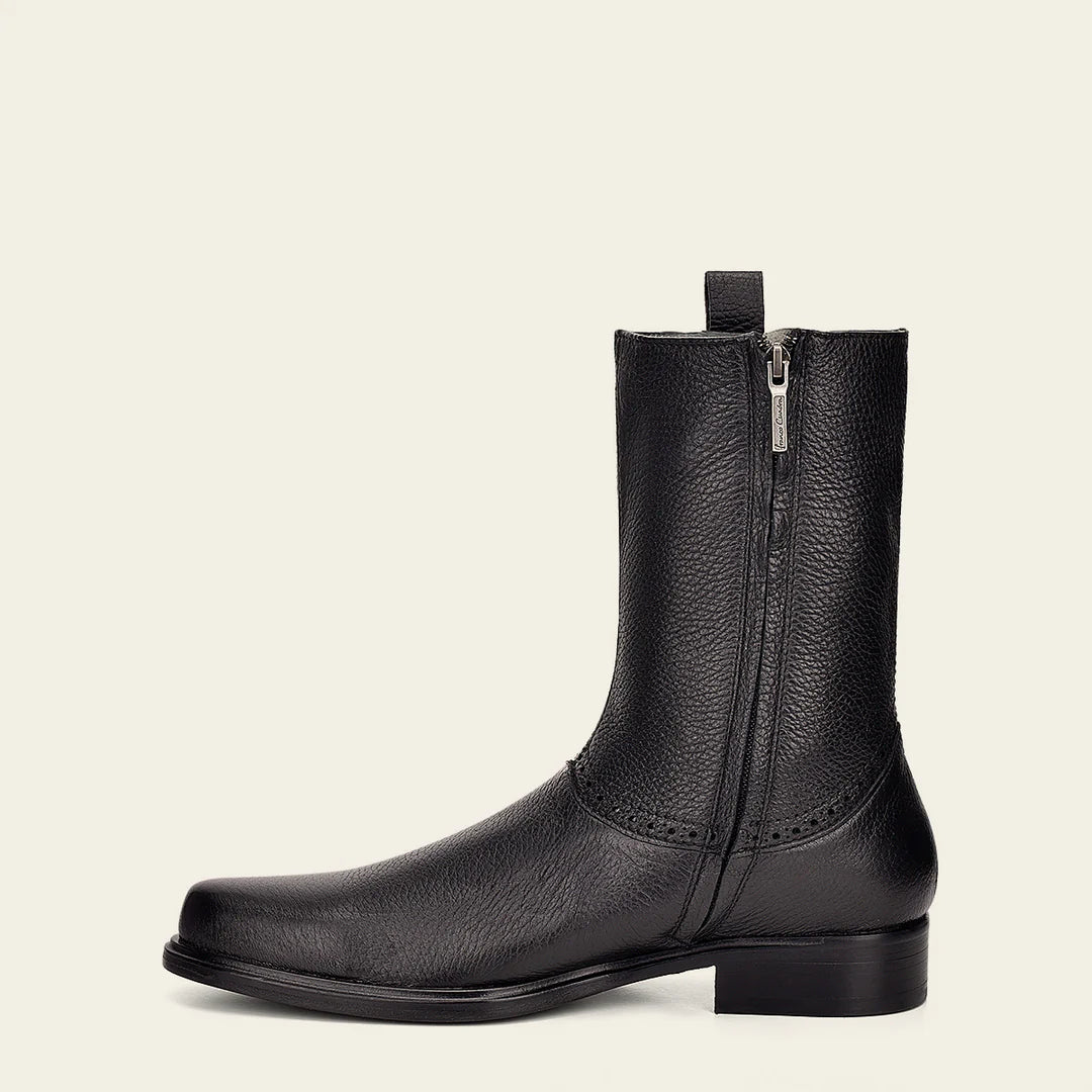 Franco Cuadra black dress casual leather zip ankle boots for men