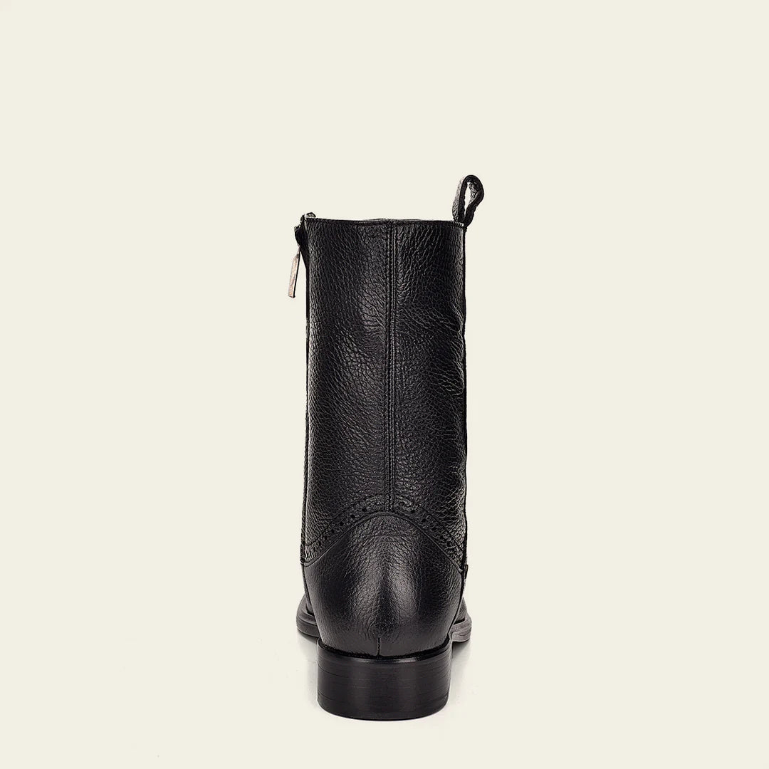 Franco Cuadra black dress casual leather zip ankle boots for men
