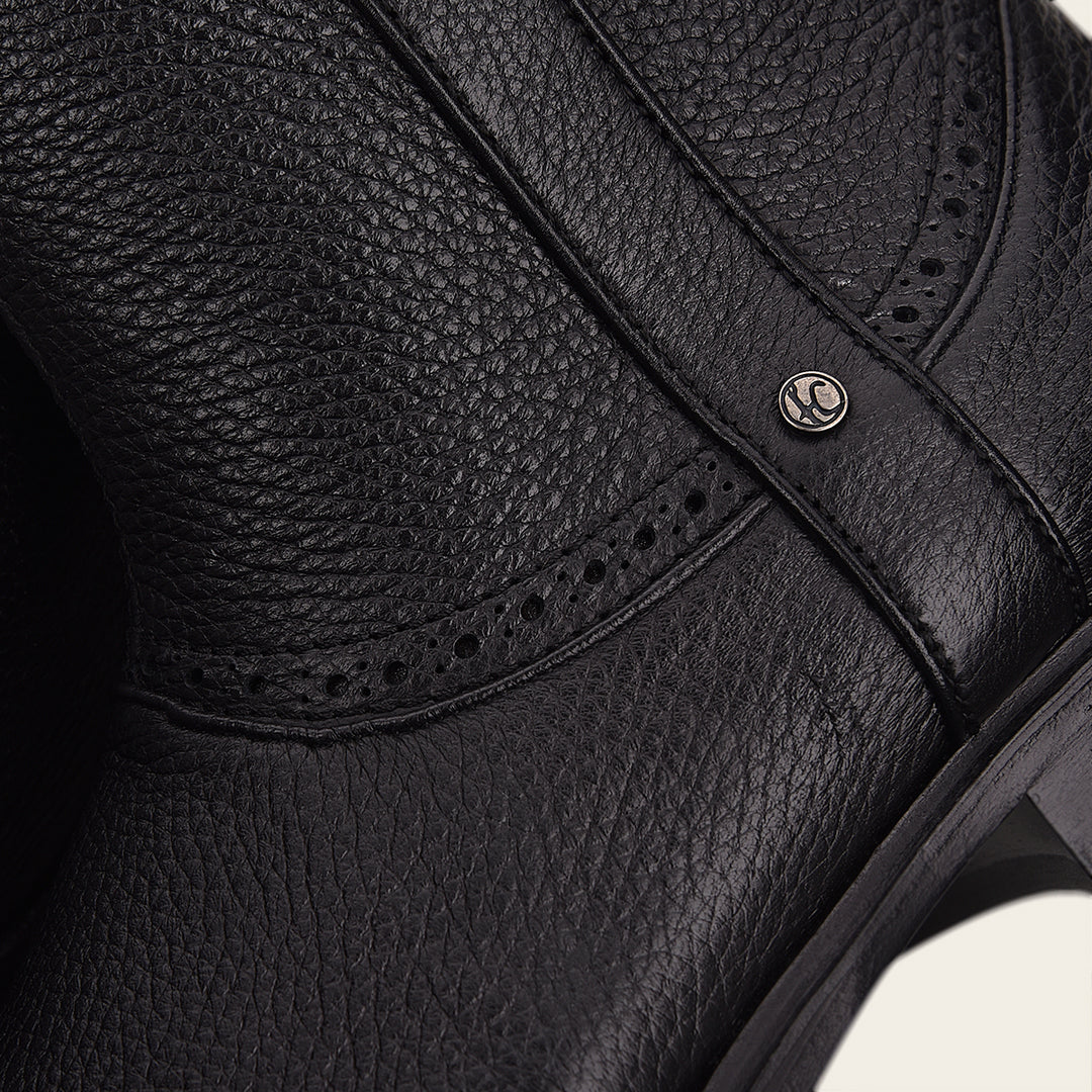 Franco Cuadra black dress casual leather zip ankle boots for men