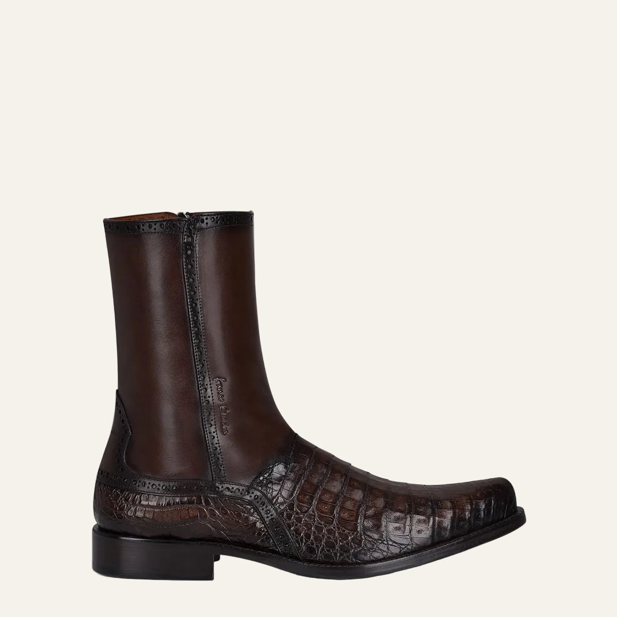 827FWTS - Franco Cuadra brown dress casual caiman leather ankle boots for men-Kuet.us