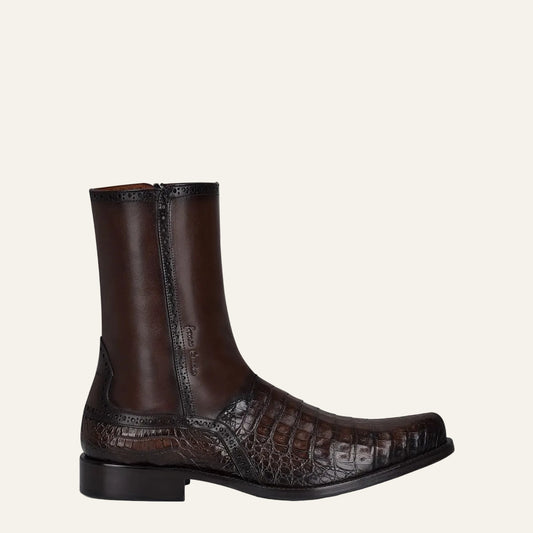 827FWTS - Franco Cuadra brown dress casual caiman leather ankle boots for men-Kuet.us
