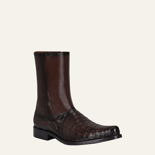 827FWTS - Franco Cuadra brown dress casual caiman leather ankle boots for men-Kuet.us