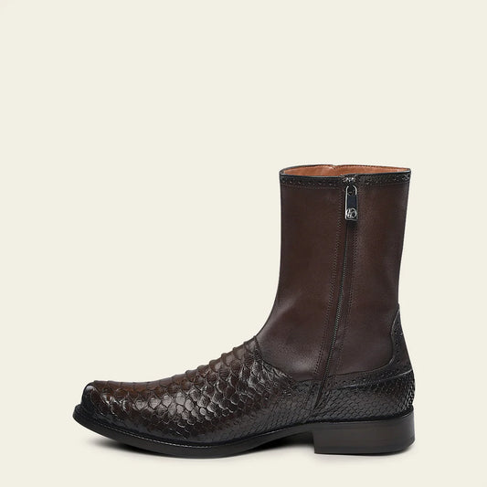 827PBTS - Franco Cuadra Chocolate Dress Casual Python Skin Ankle