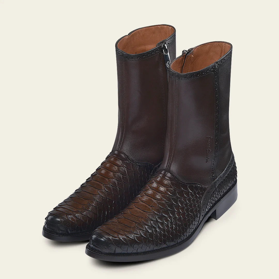 827PBTS - Franco Cuadra Chocolate Dress Casual Python Skin Ankle