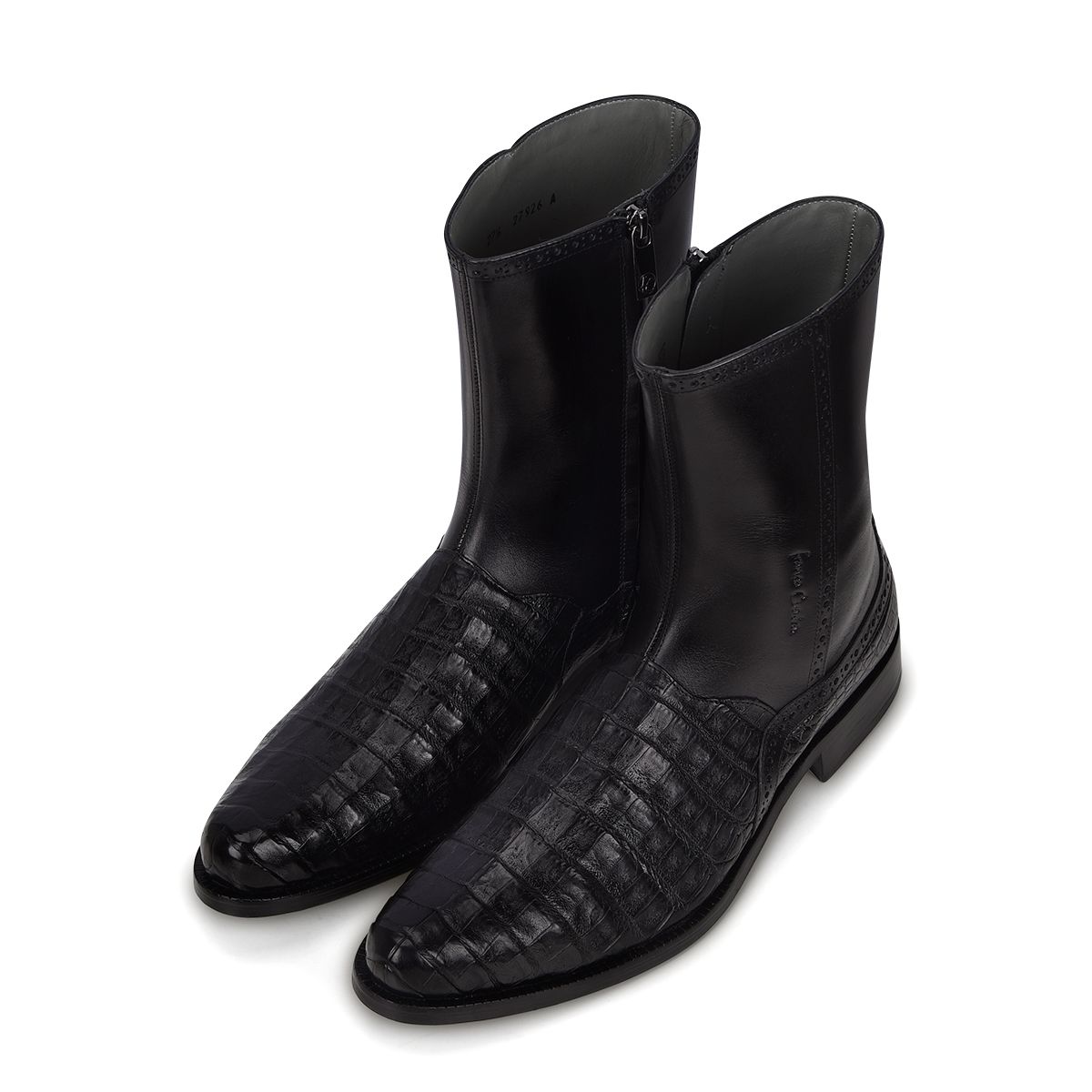 827FWTS - Franco Cuadra black dress casual caiman leather ankle boots for men-Kuet.us