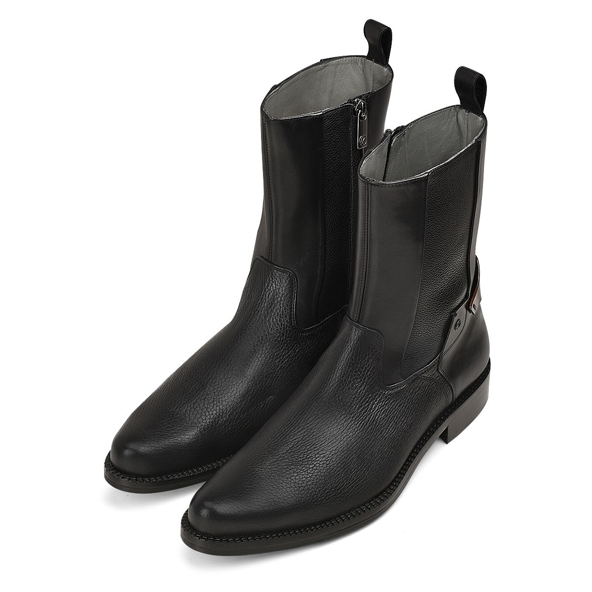 828VNTS - Franco Cuadra black dress casual leather zip ankle boots for men-Kuet.us
