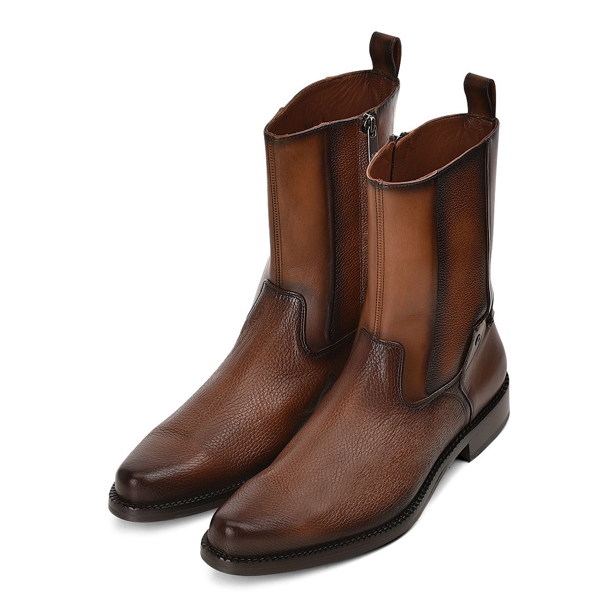 828VNTV - Franco Cuadra brown dress casual leather zip ankle boots for men-Kuet.us