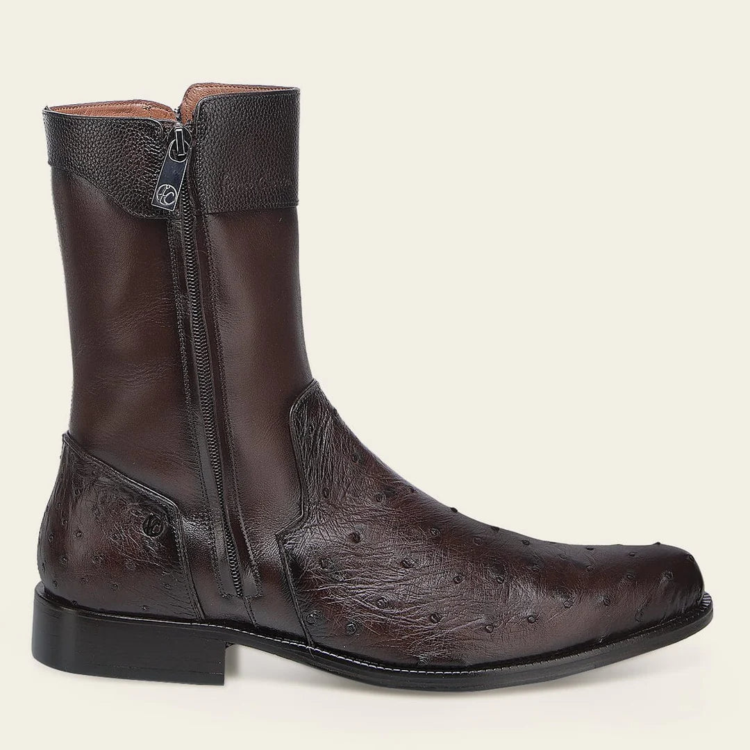 834AVTS - Franco Cuadra brown dress casual ostrich leather ankle boots for men