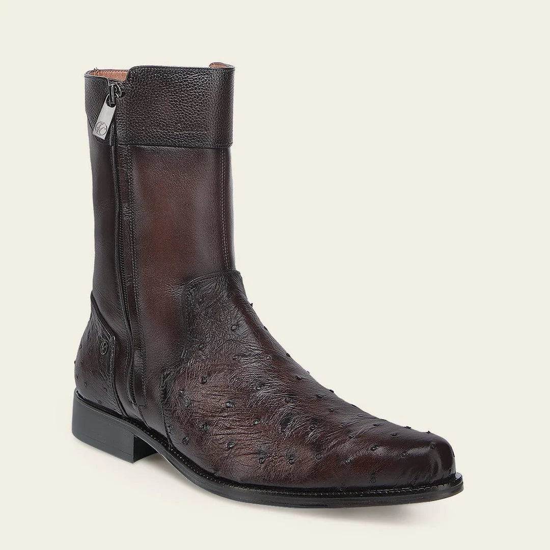 834AVTS - Franco Cuadra brown dress casual ostrich leather ankle boots for men