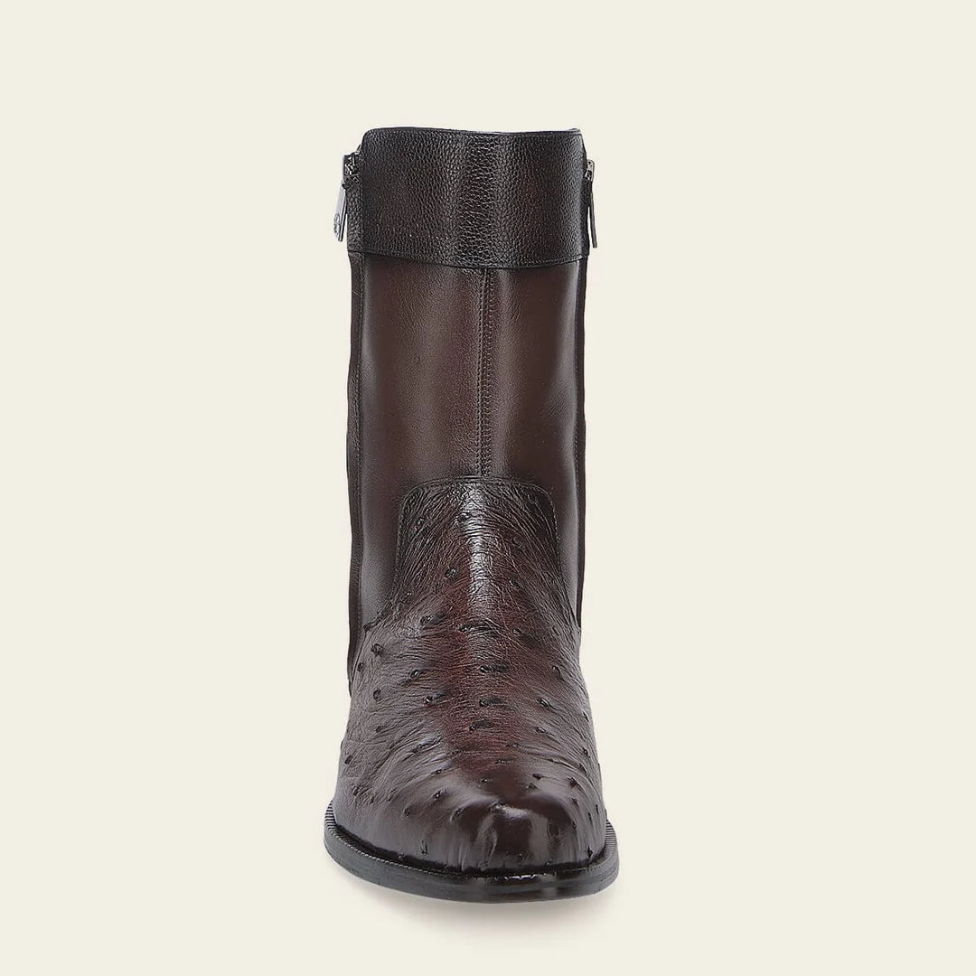 834AVTS - Franco Cuadra brown dress casual ostrich leather ankle boots for men