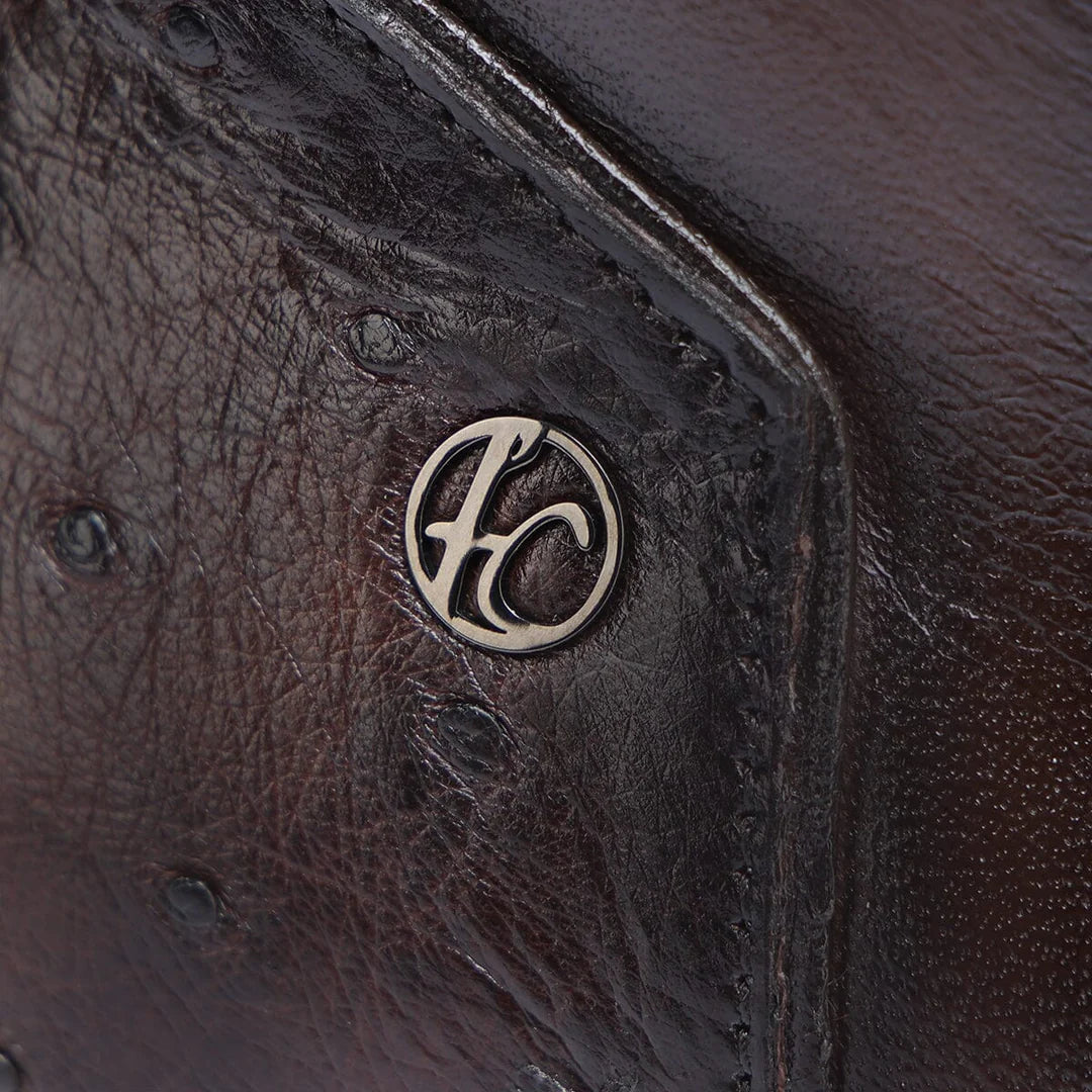 834AVTS - Franco Cuadra brown dress casual ostrich leather ankle boots for men