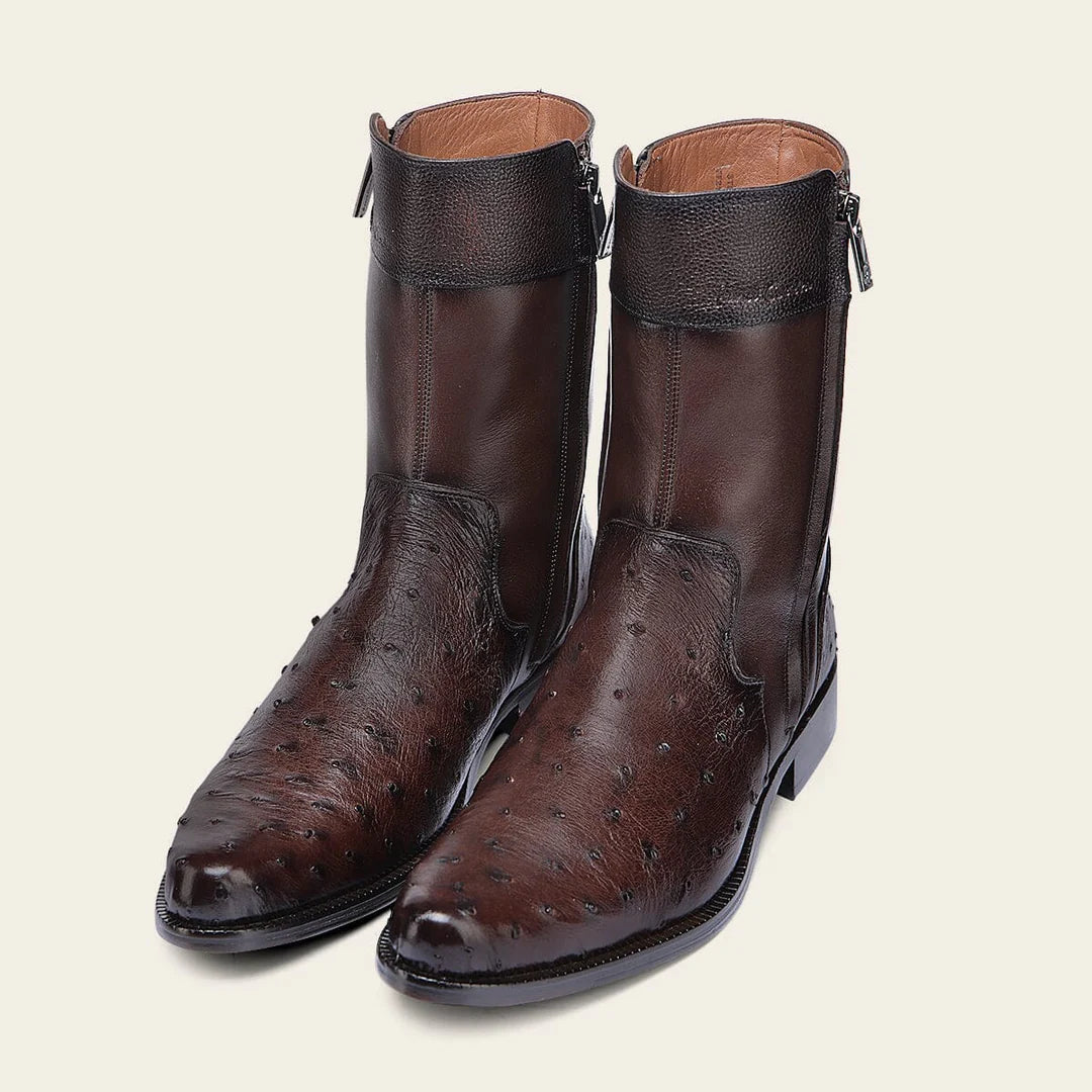 834AVTS - Franco Cuadra brown dress casual ostrich leather ankle boots for men