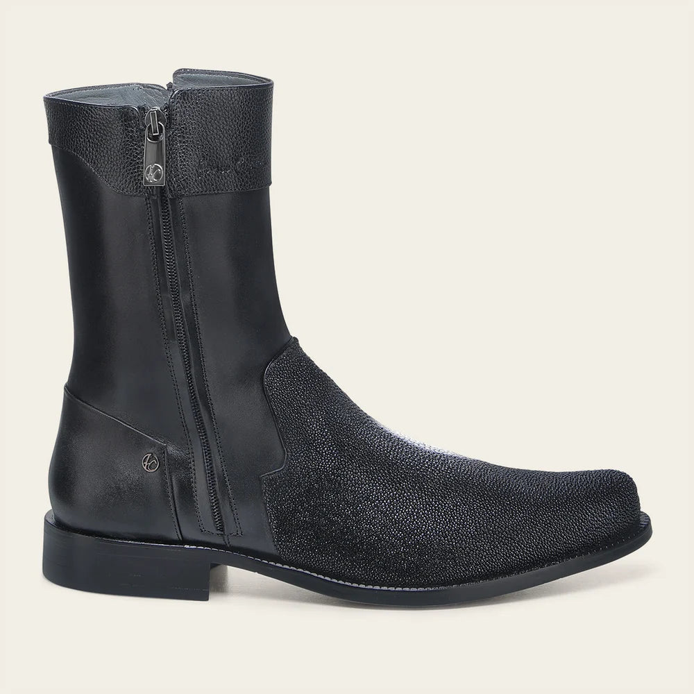836MTTS - Franco Cuadra Black Dress Casual Stingray Leather Zip Boots for Men