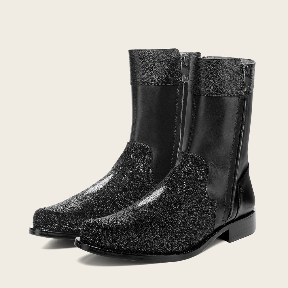 836MTTS - Franco Cuadra Black Dress Casual Stingray Leather Zip Boots for Men
