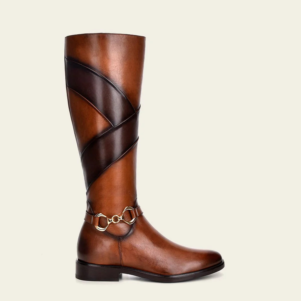 Franco Cuadra brown casual leather riding boots for women.