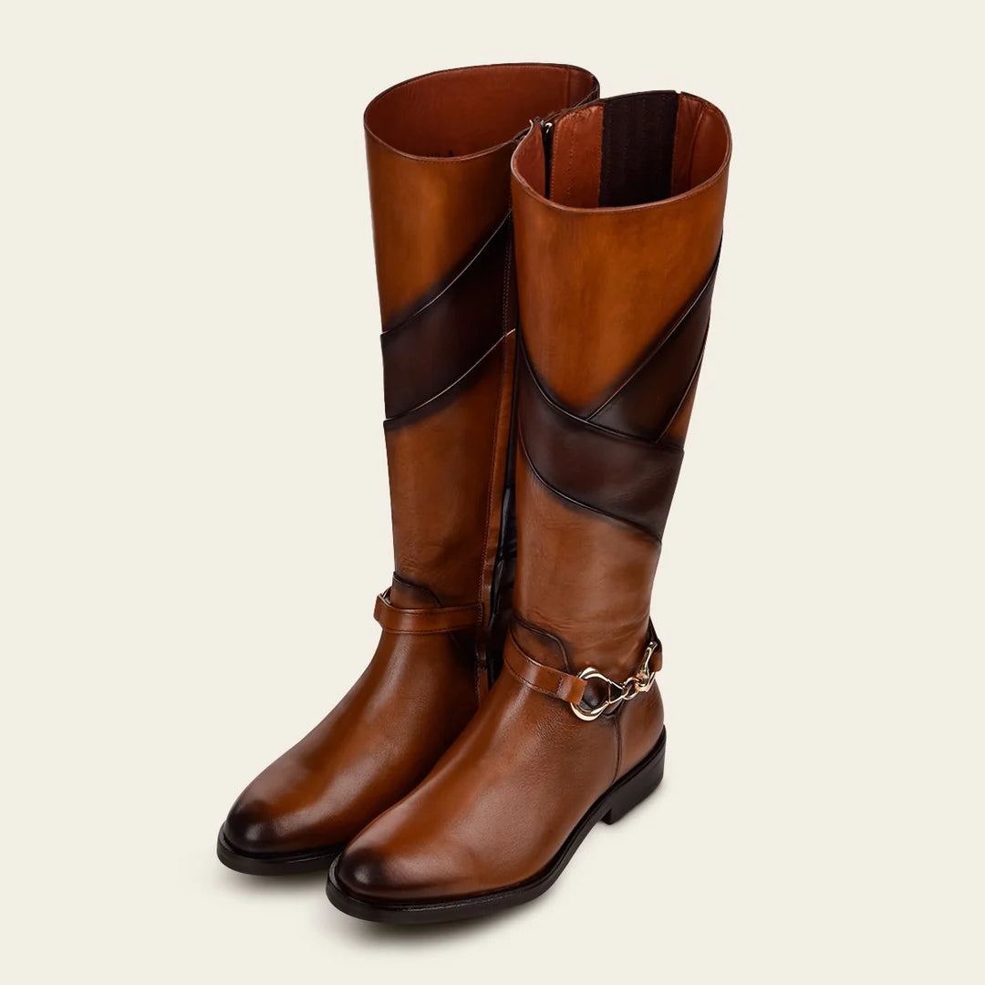 Franco Cuadra brown casual leather riding boots for women.