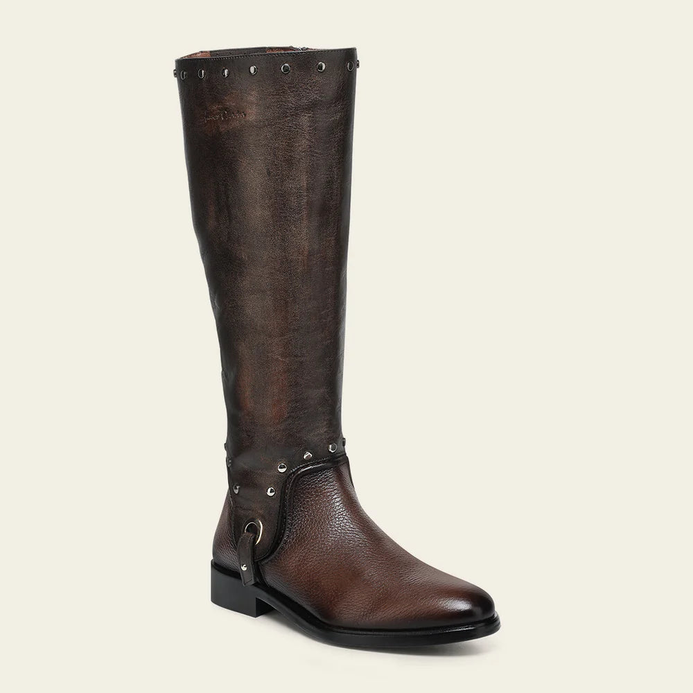 Franco Cuadra brown casual leather riding boots for women.