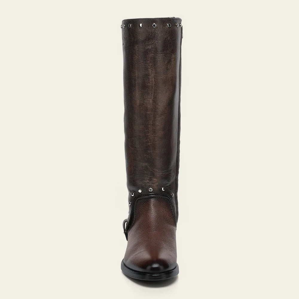 Franco Cuadra brown casual leather riding boots for women.