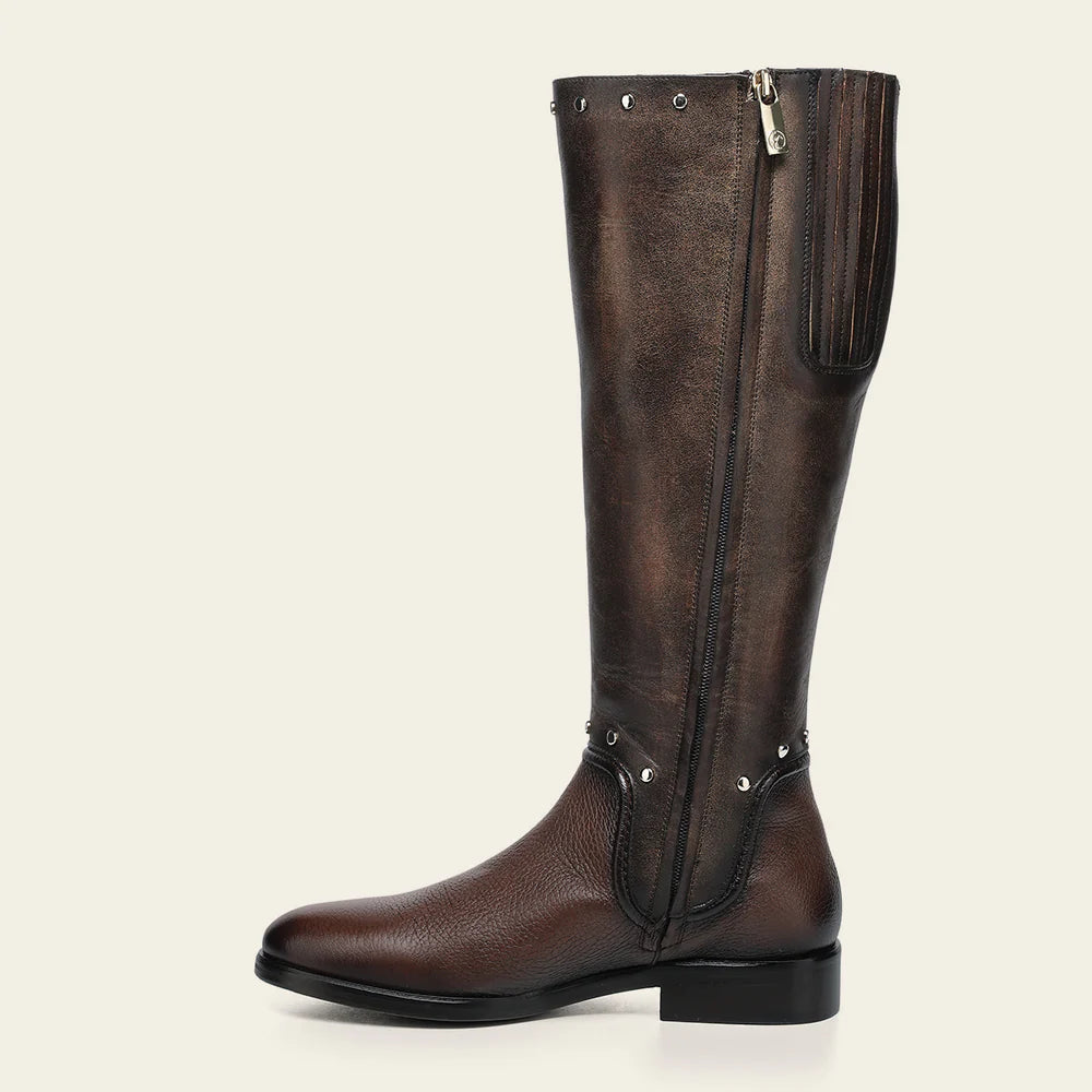 Franco Cuadra brown casual leather riding boots for women.
