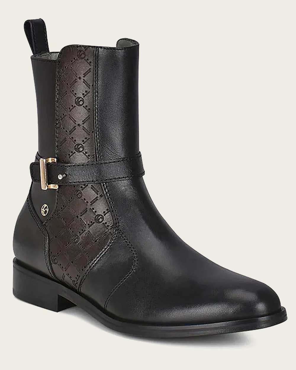89TTSTS - Franco Cuadra Black Casual Fashion Calfskin Leather Boots