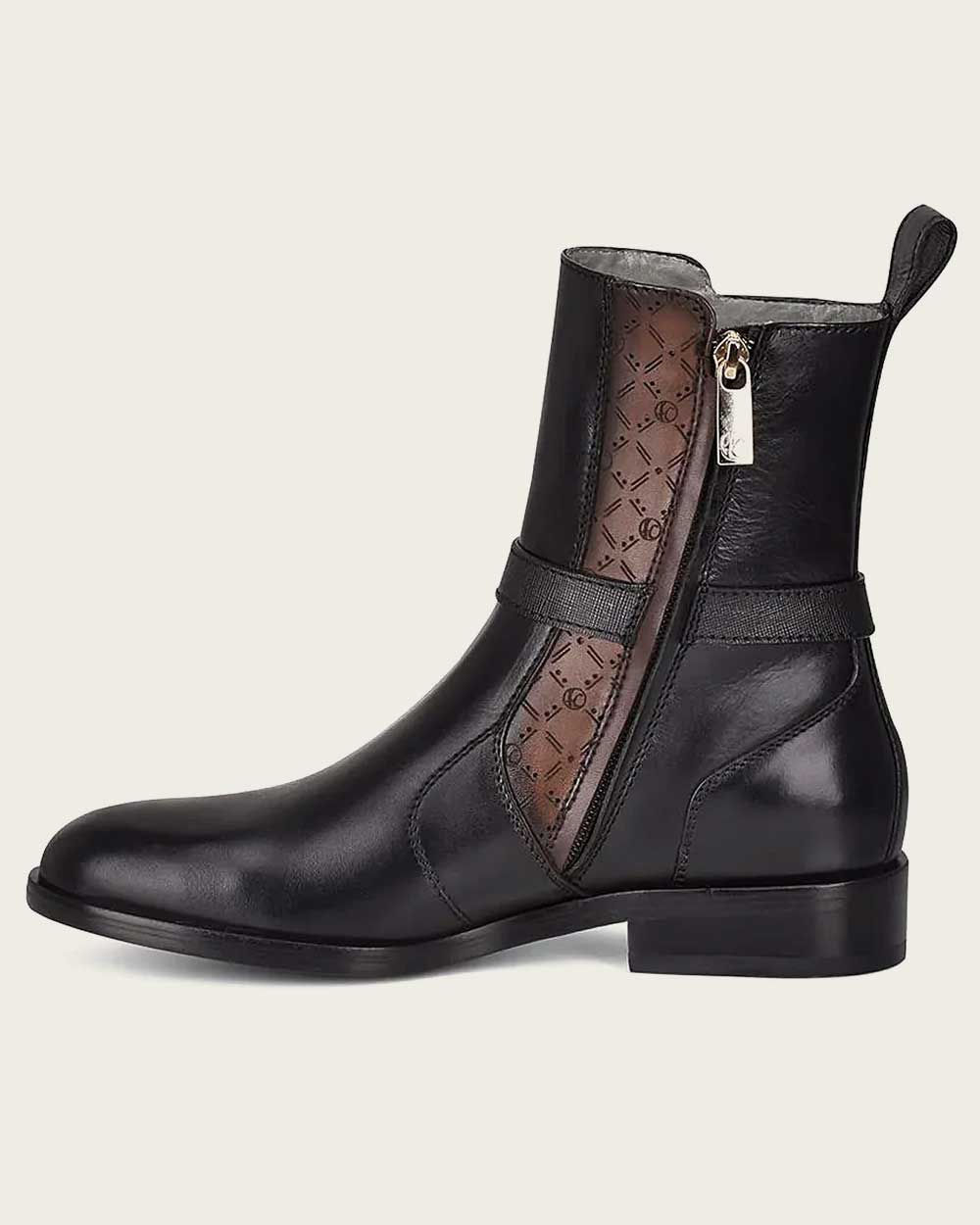 89TTSTS - Franco Cuadra Black Casual Fashion Calfskin Leather Boots