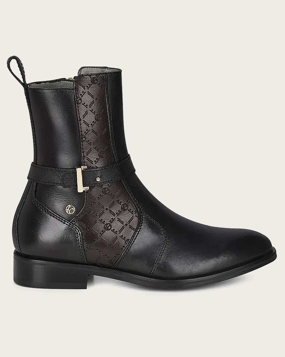 89TTSTS - Franco Cuadra Black Casual Fashion Calfskin Leather Boots