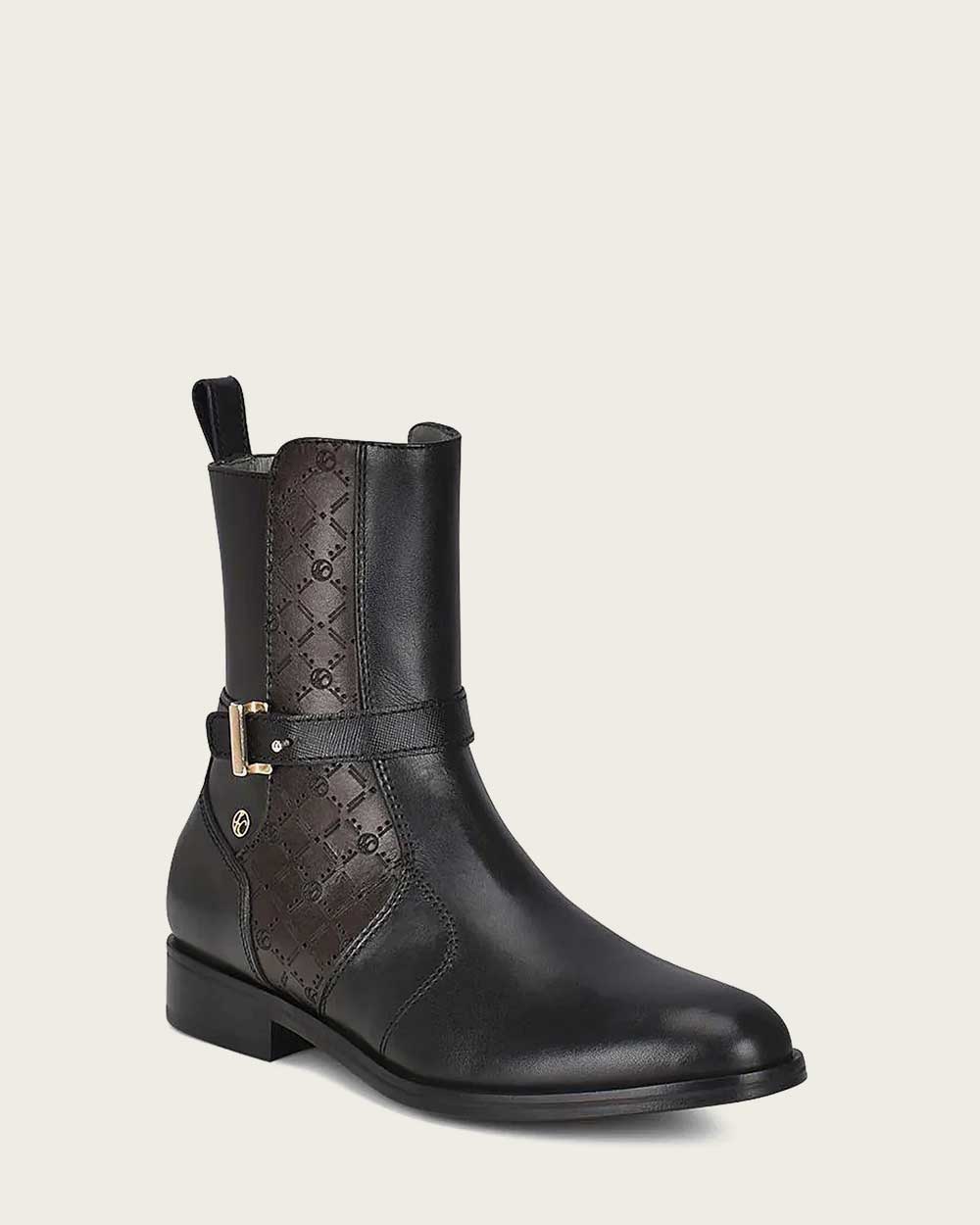 89TTSTS - Franco Cuadra Black Casual Fashion Calfskin Leather Boots