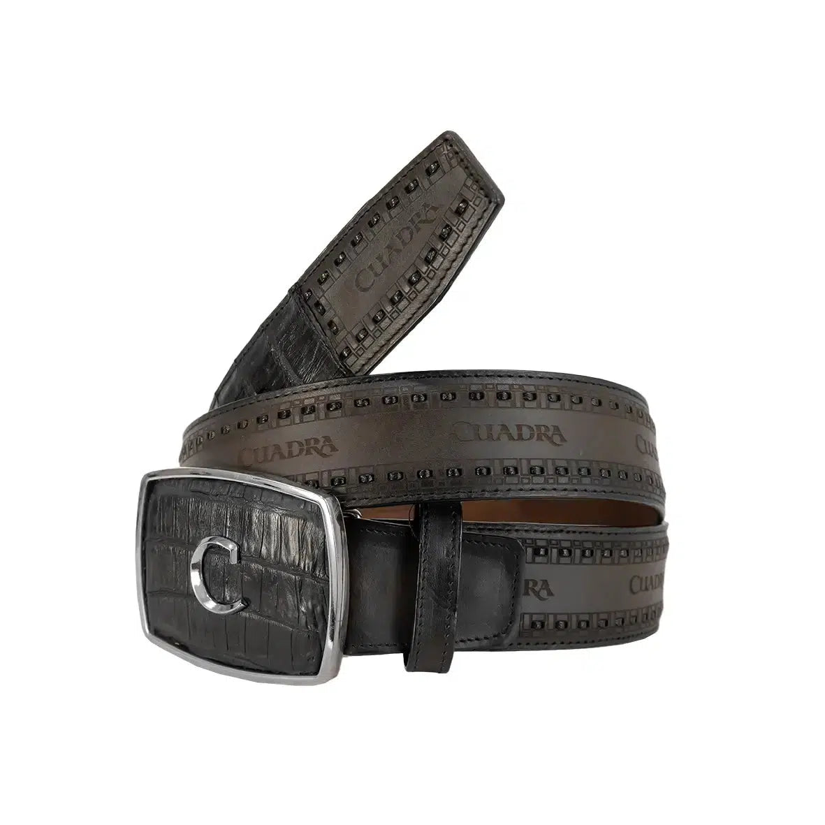 CV397FC - Cuadra black cowboy western fuscus leather belt for men.