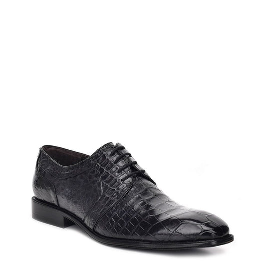 915LPLP - Cuadra black dress casual alligator leather derby shoes for men-Kuet.us