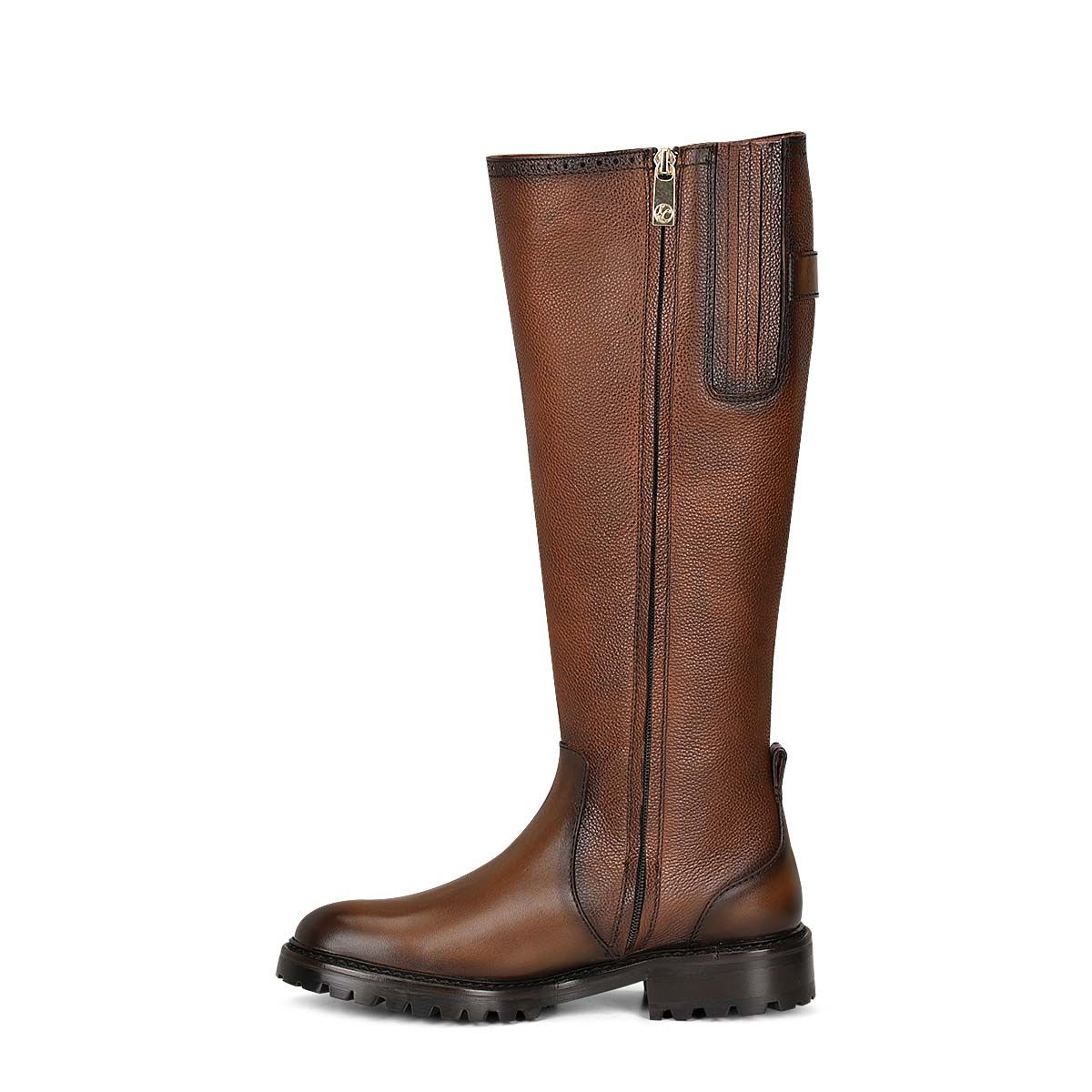 94TTSRS - Franco Cuadra brown casual leather riding boots for women.-Kuet.us