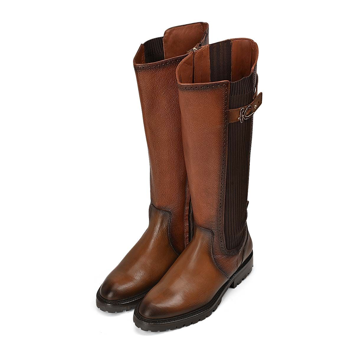 94TTSRS - Franco Cuadra brown casual leather riding boots for women.-Kuet.us