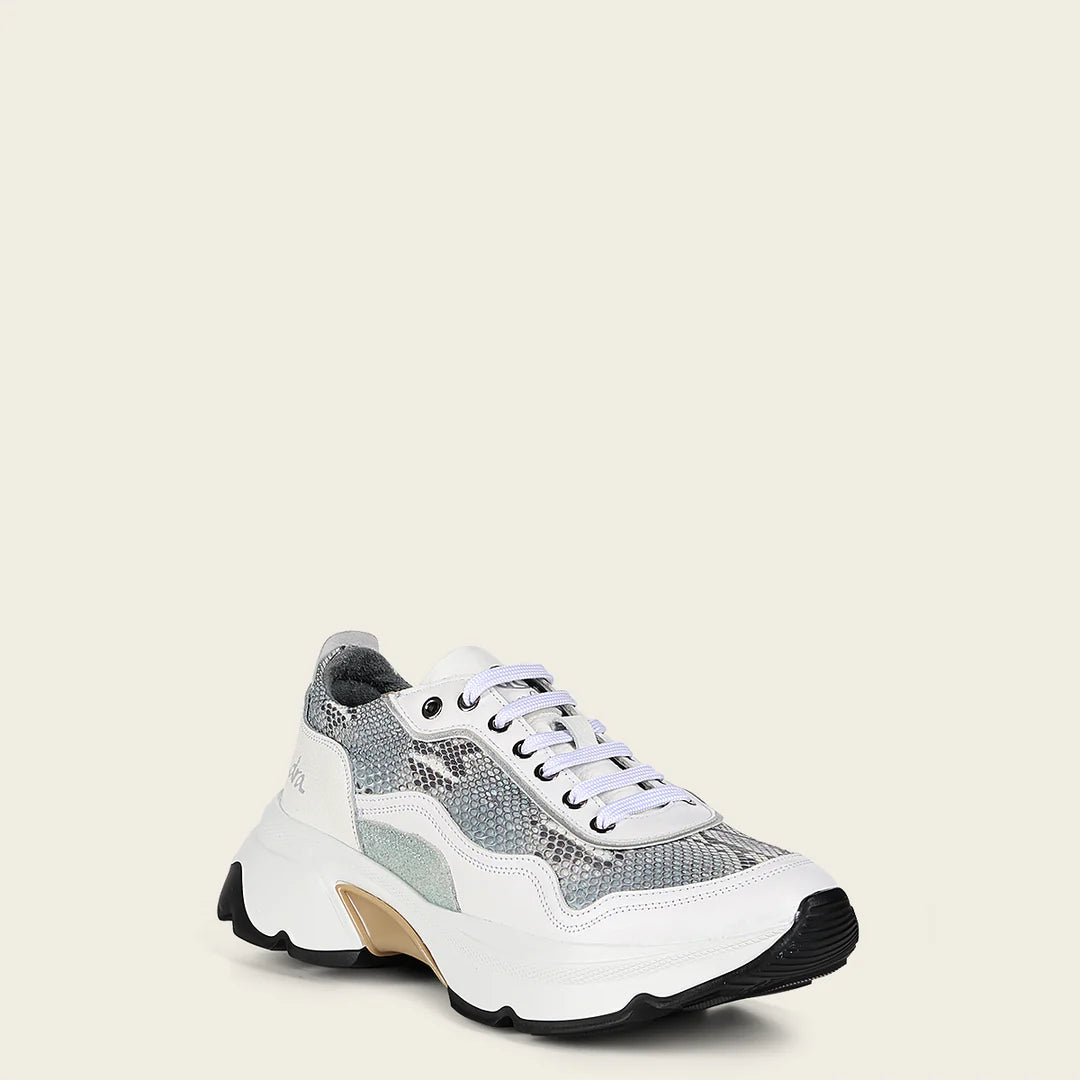 A09PBPN - Cuadra White Python Sneakers for Women