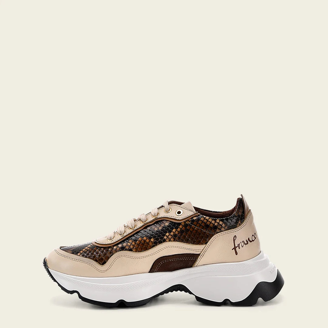 A09PBVW - Cuadra Honey Python Sneakers for Women