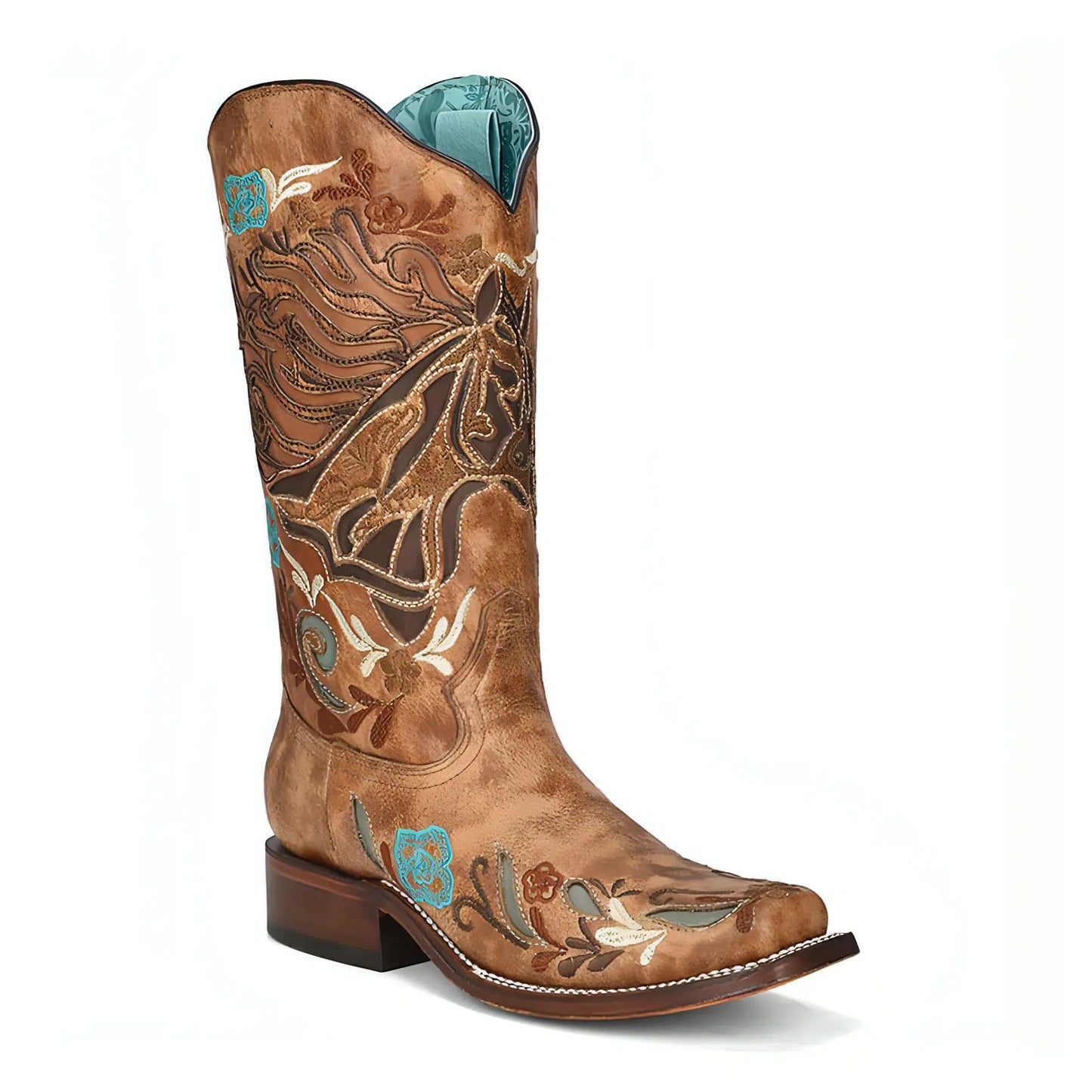 A4266 - M Corral brown western cowgirl leather boots for women-Kuet.us