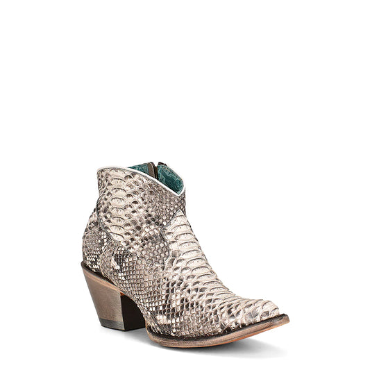 A4319 - M Corral White western cowgirl phyton ankle boots for women-Kuet.us