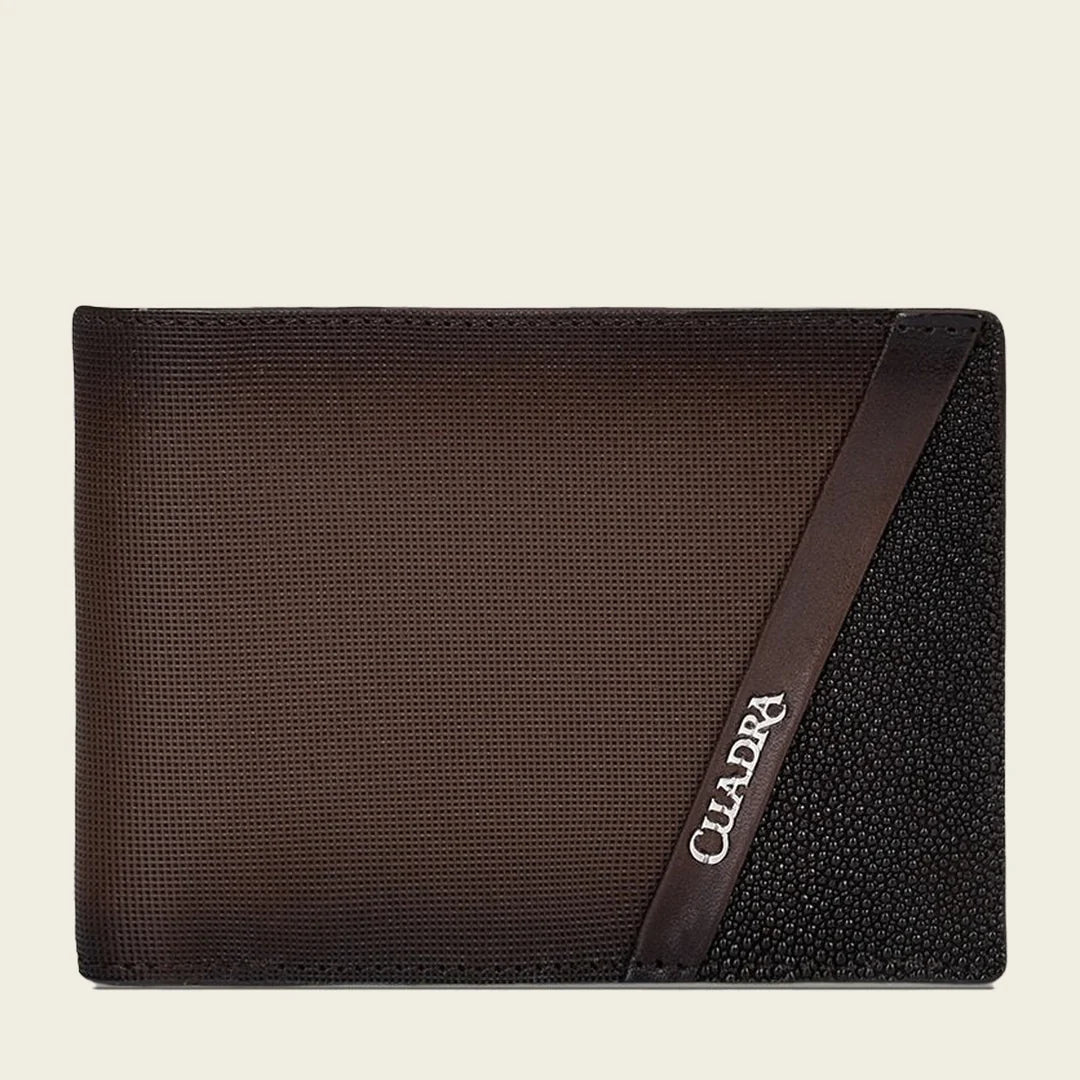B3039MA - Cuadra Brown Casual Fashion Stingray Leather Bi Fold Wallet