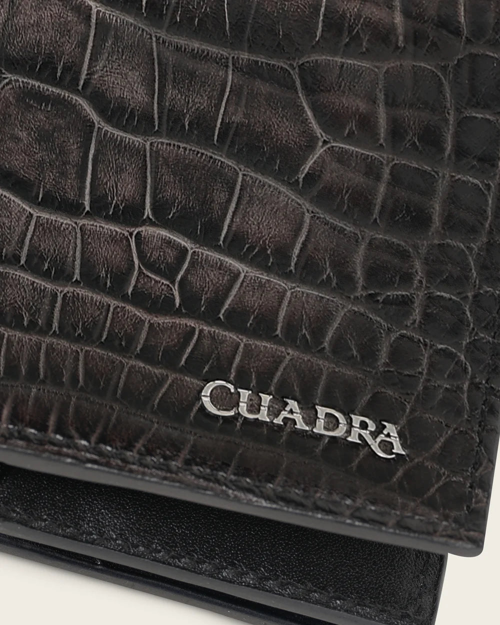 BC014AL - Cuadra Gray Burnished Alligator Leather Bi-Fold Wallet for Men