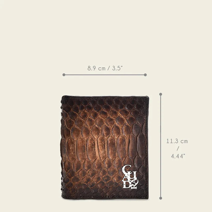 BC014PH - Cuadra honey python skin bi fold wallet for men