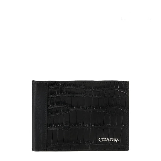 BC024MO - Cuadra Black Classic Moreleti Exotic Bifold Wallet for Men
